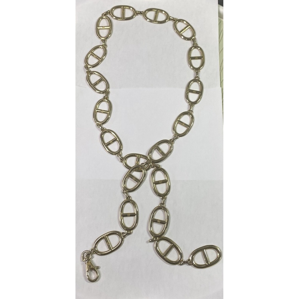 Michael Kors Women Gold Oval Chain Belt Oval Metal Chain Links 40" Total Length